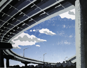 Looking Up 1103, 2011, 20&quot; x 16&quot;, wood block print on paper