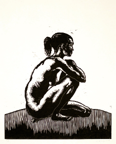 Untitled Figure Study, 2012, 14&quot; x 19&quot;,  wood block print on rice paper