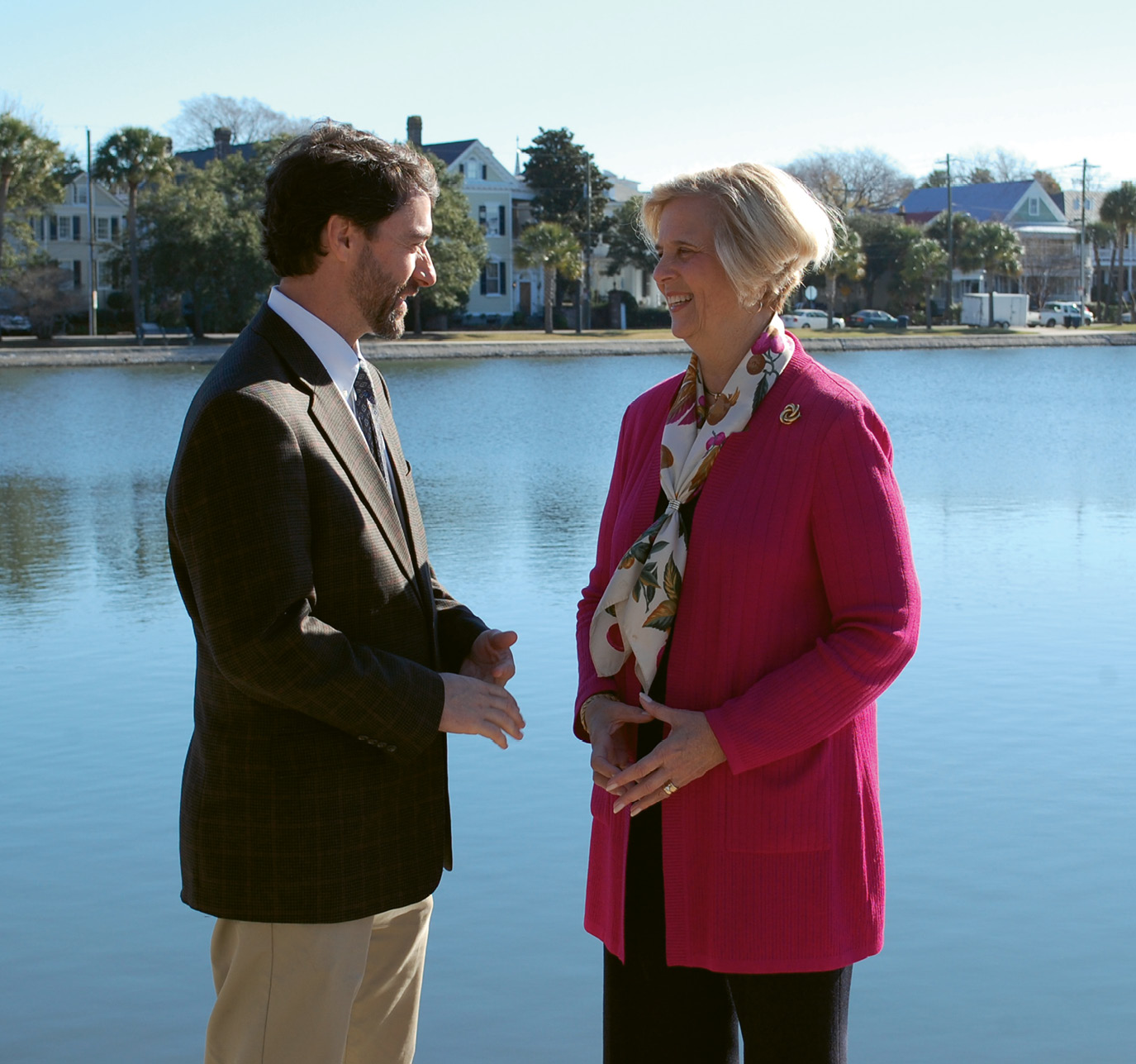 With Charleston Parks Conservancy’s Harry Lesesne at the reopening of Colonial Lake