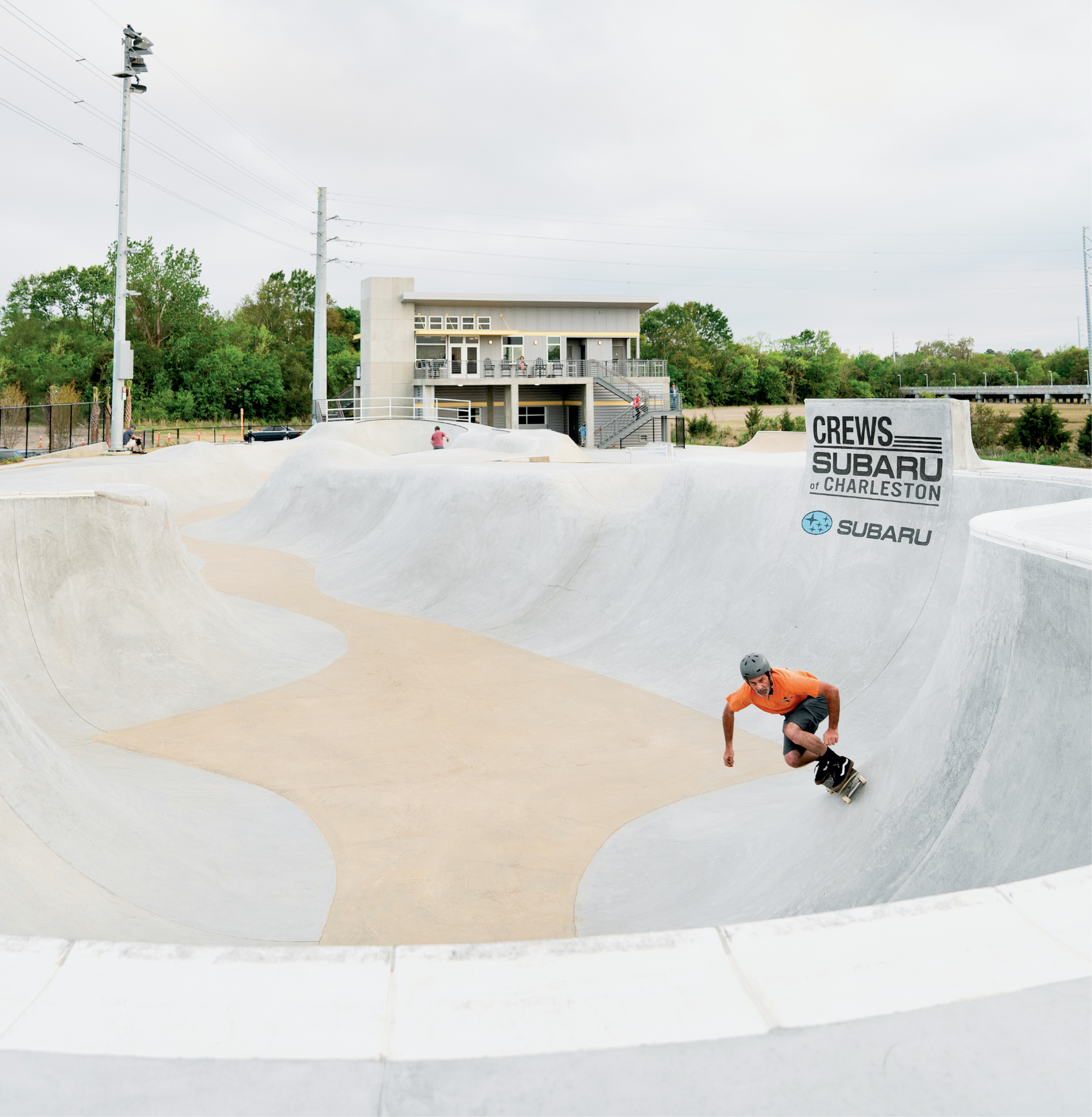 Visitors can take in the action from the viewing deck  off the main building, which houses a small skate shop, concessions,  and restrooms.