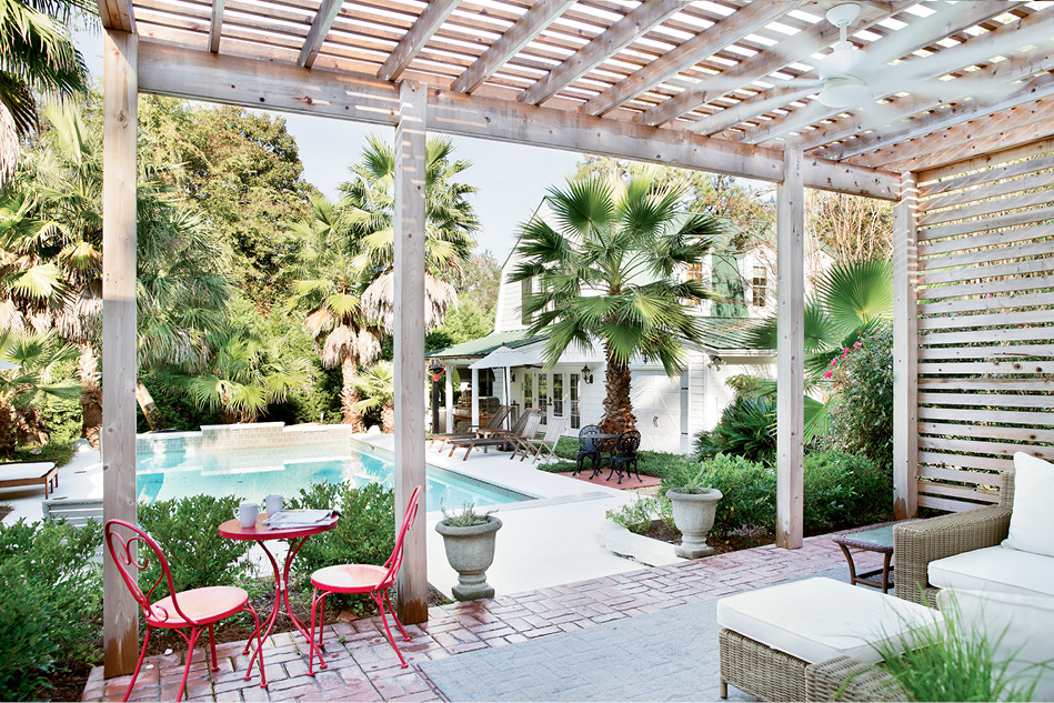 the room flows from sleeping area to dressing room to spa bath