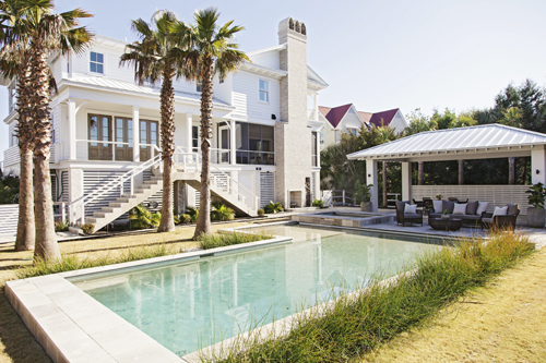 Party Time: A pool, jacuzzi, and cabana make the backyard party-ready.