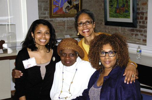 The Geechee Girl herself, Vertamae Smart-Grosvenor, (center) with Kristen Hanna, Dr. Helen Hanna, and Dash at the Avery Research Center in 2012.