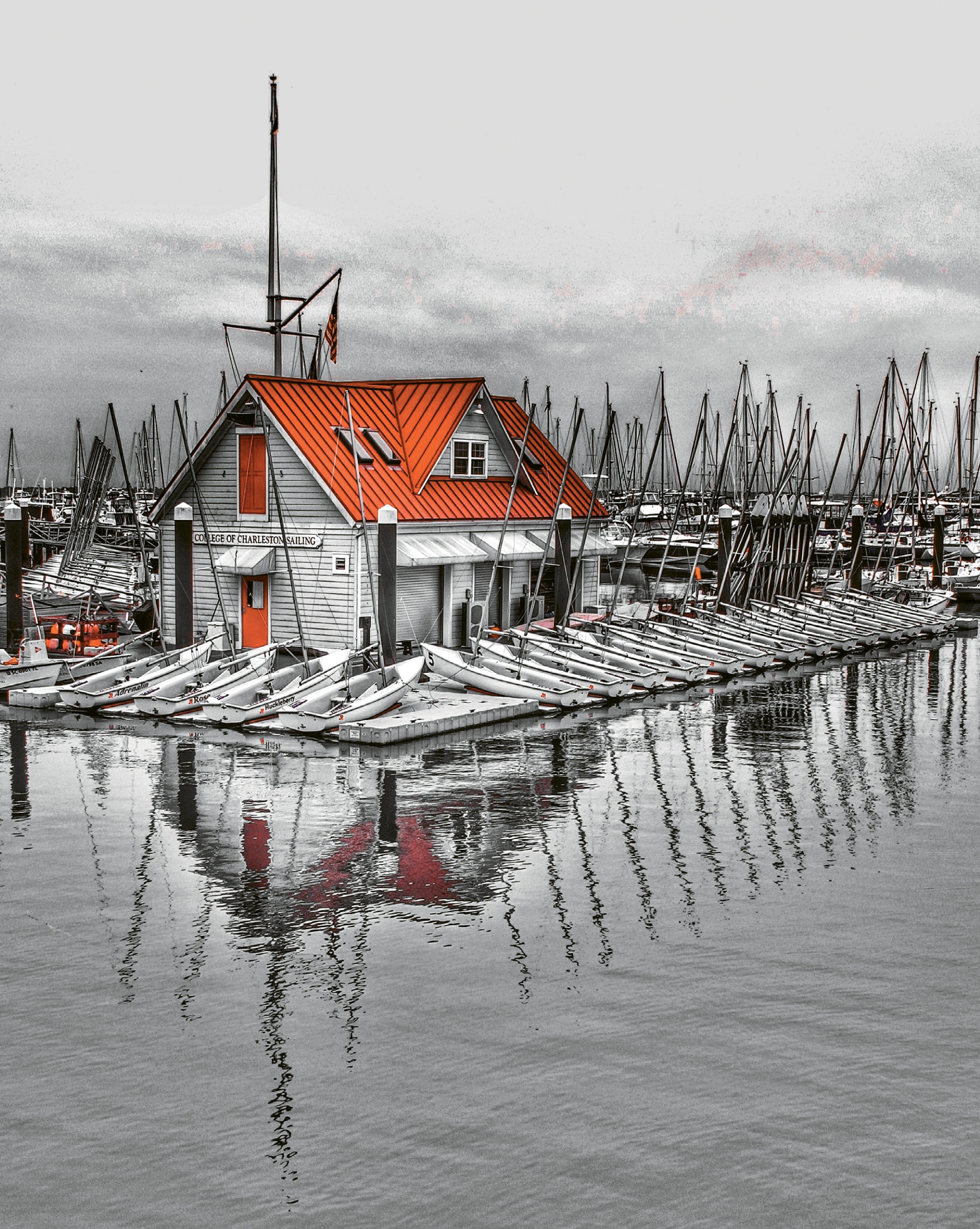 Overcast days make you see red by Sonny Dugal  {Amateur category}  - College of Charleston Sailing Center at Charleston Harbor Resort and Marina
