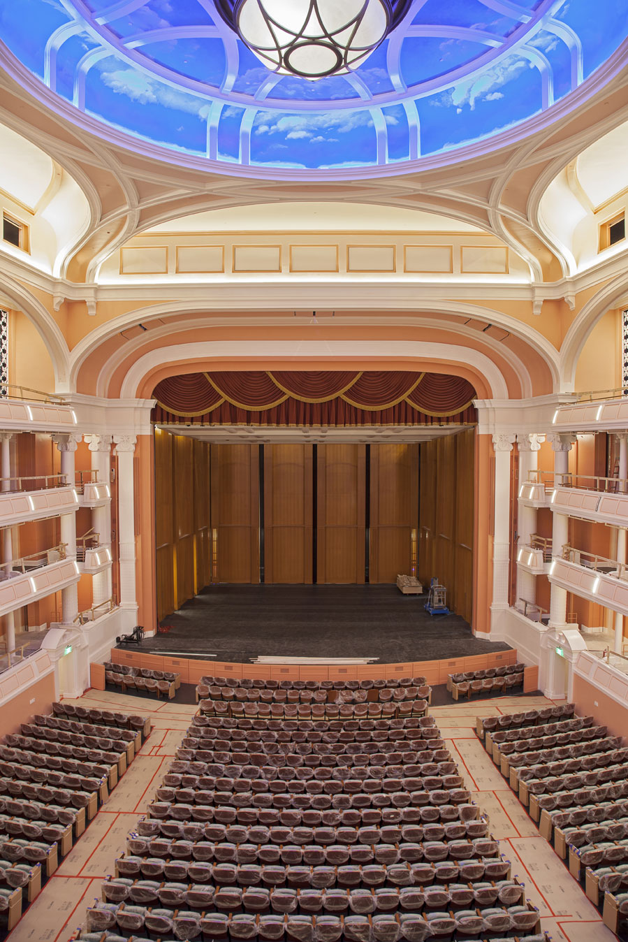 The Performance Hall was designed by world-renowned David M. Schwartz Architects of Washington, D.C., with acoustical engineering by Akustiks, LLC, and theater consultation by Fisher Dachs Associates of New York.