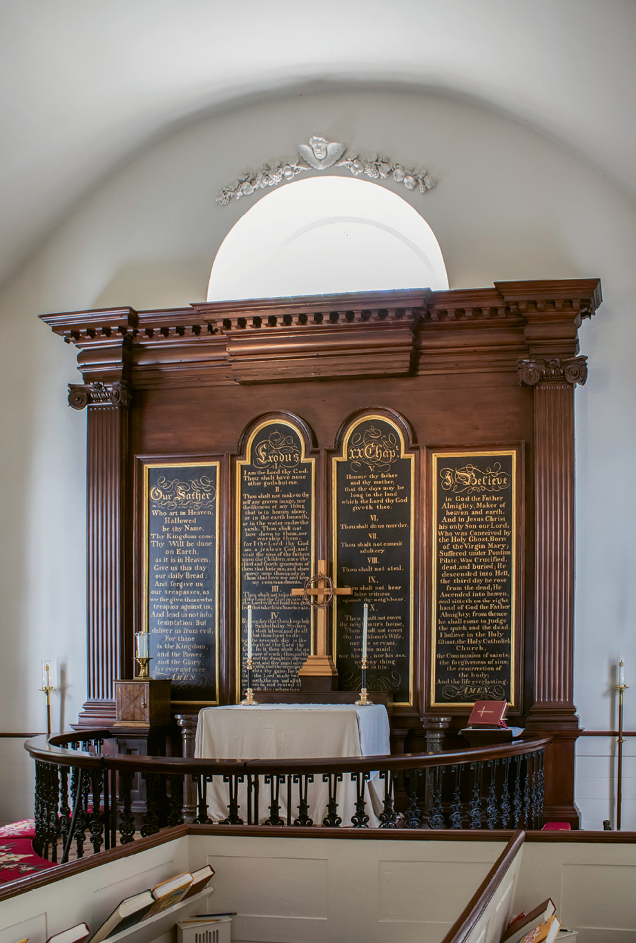 Old St. Andrew&#039;s: The nomination for the National Register of Historic Places notes, “The use of cast and wrought iron in the balustrade of the altar rail and pulpit is unique.”