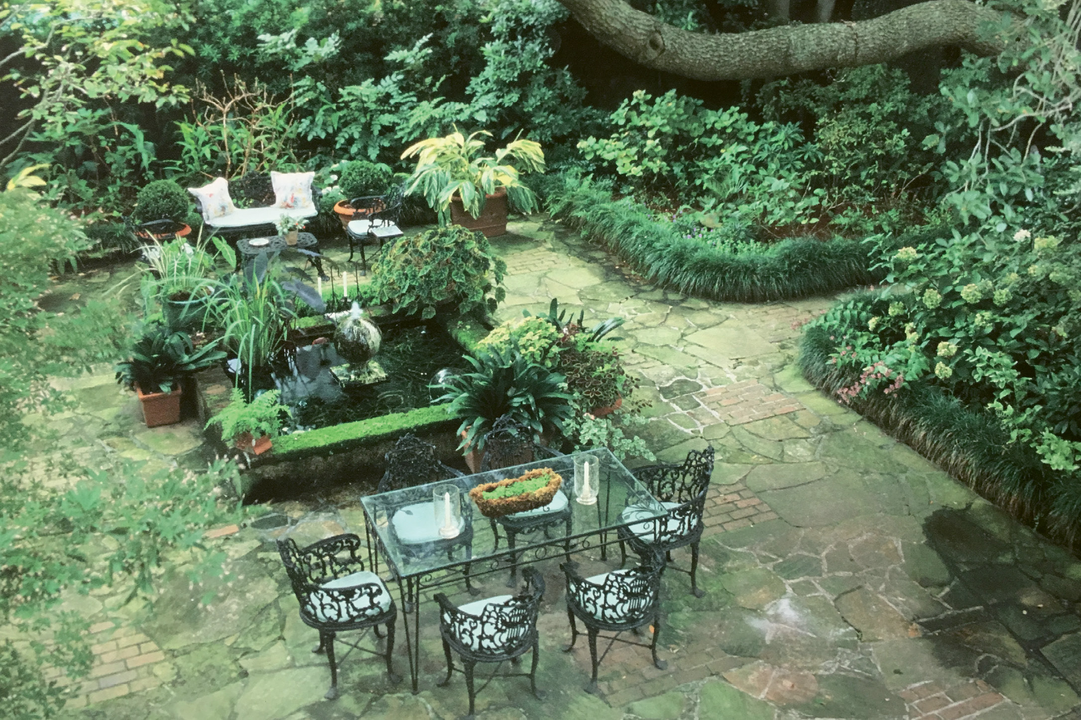 ROOMS TO GO: Patti’s Ansonborough garden, as photographed by Virginia Weiler for the September/October 2003 issue of Horticulture, featured three garden “rooms,” two ponds, and bordered beds planted for interest every month of the year.