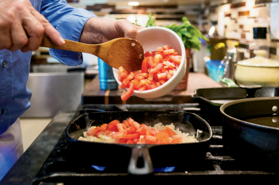 Martin prefers using Roma tomatoes for sauce, because they’re still fresh in November.