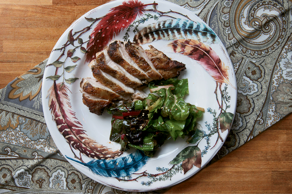Lemony chicken with chard makes for a flavorful main