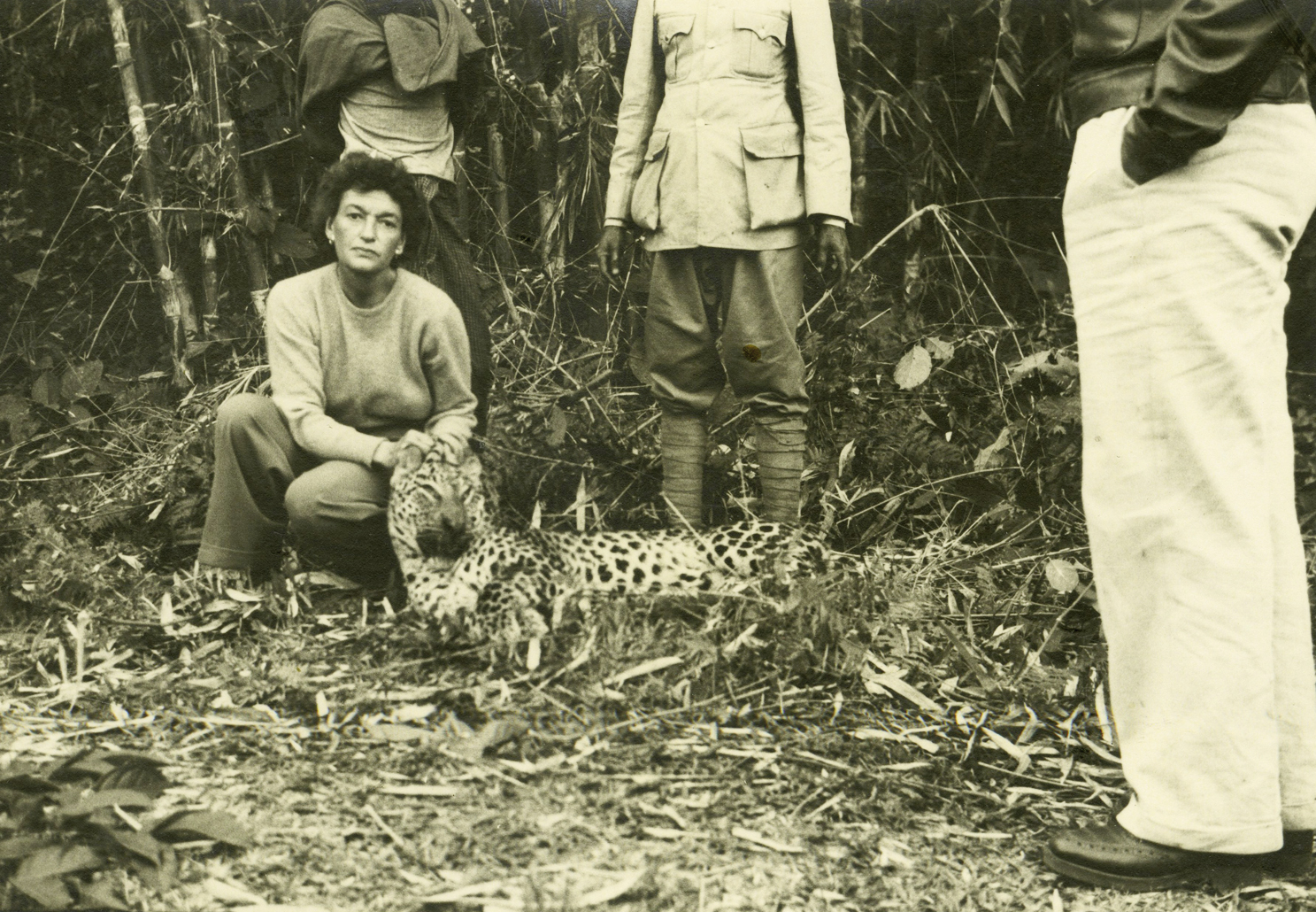 An undated photo shows Gertie with another museum trophy