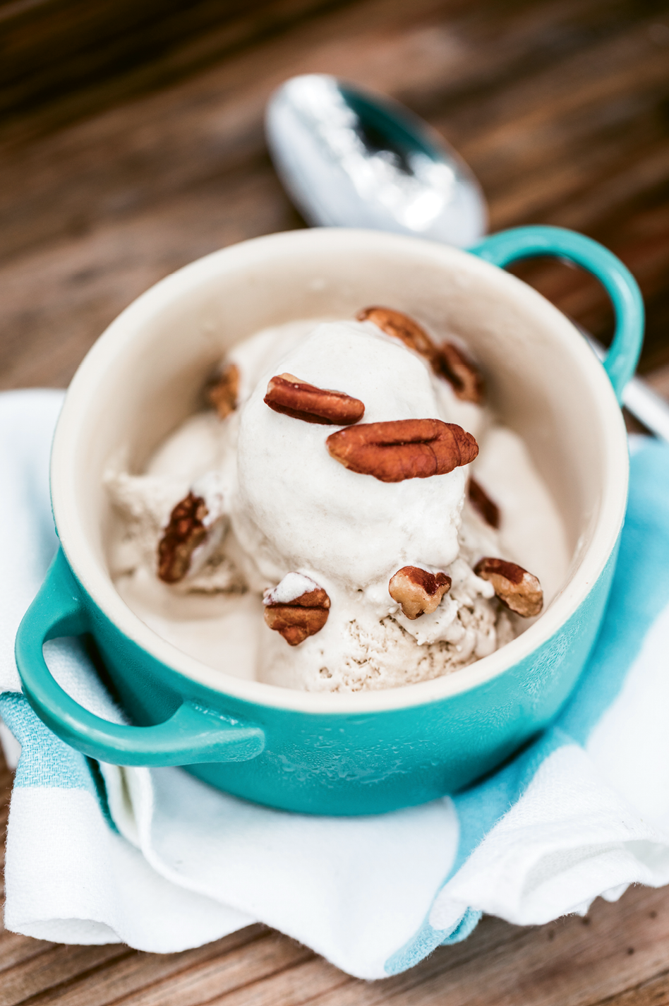 Lavington Farms cane syrup is cooked in an antique kettle, then churned into ice cream.