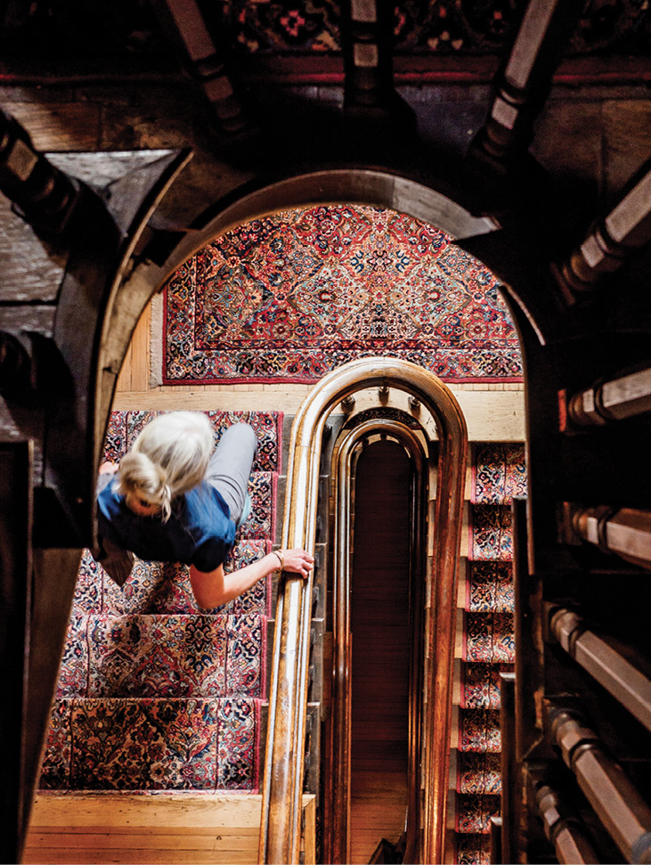 Heading down the staircase at The Kehoe House to breakfast with grits and herbed eggs and chats with storytelling chef Terre Reed