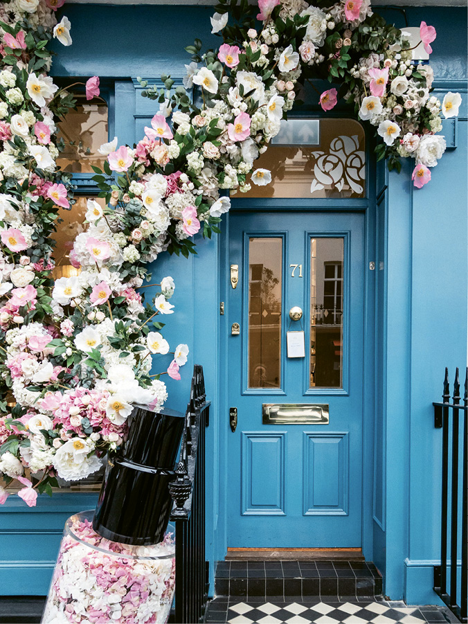 Flowers cascade in and around Elizabeth Street boutiques such as Les Senteurs perfumery....