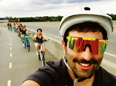 Russell-Einhorn leads a weekend ride up the Ravenel Bridge.