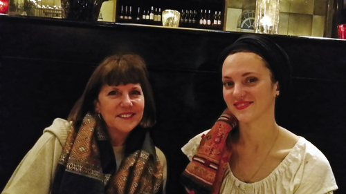 Millard and Leigh sport ibu scarves—from the Charleston-based clothing line where Leigh works and Mom shops—at favorite haunt, The Ordinary.