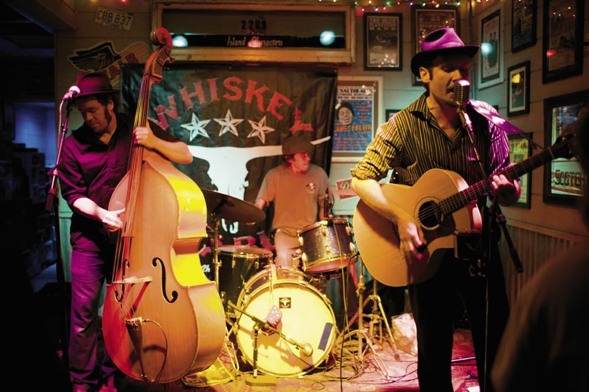 Home Team BBQ books a diverse lineup of bands, from the rowdy rockabilly of Whiskey Diablo (above) to reggae.