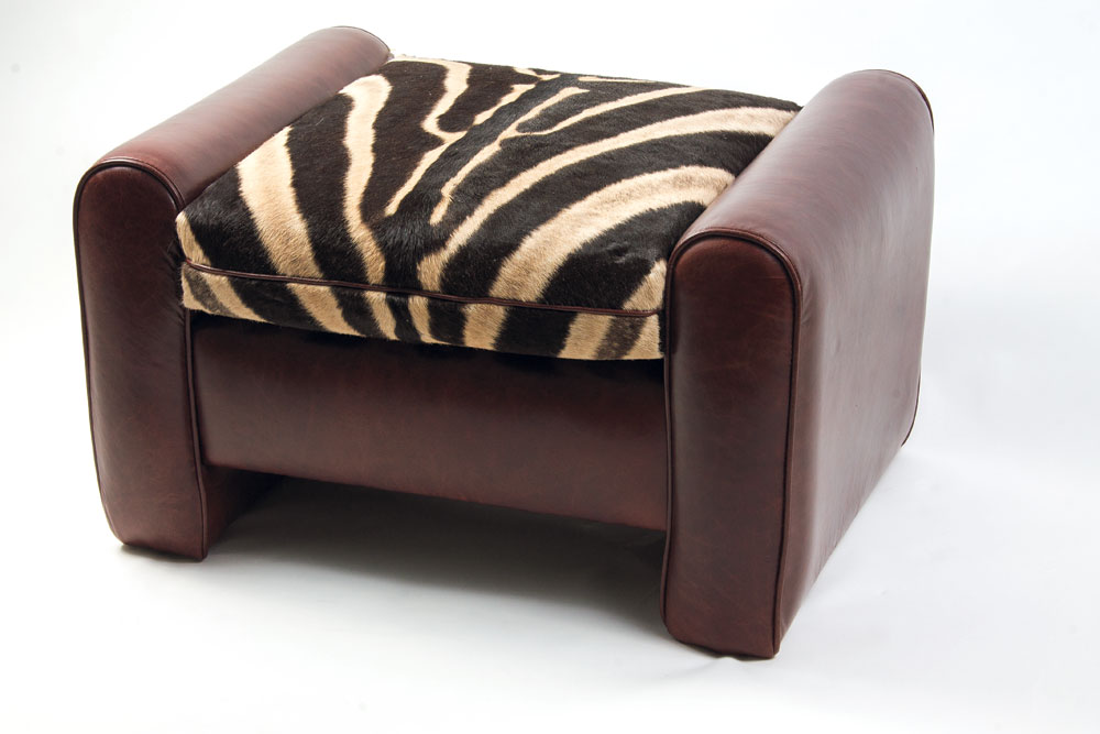 Forsyth zebra and leather ottoman, $3,400 at Fritz Porter