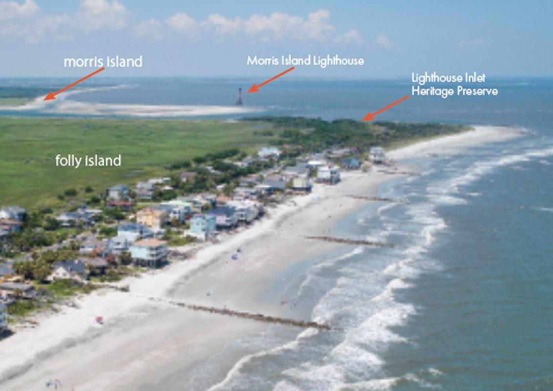 Lighthouse Heritage Preserve at the east end of Folly Beach offers a great view of the lighthouse. (photograph by Andy Lassiter)