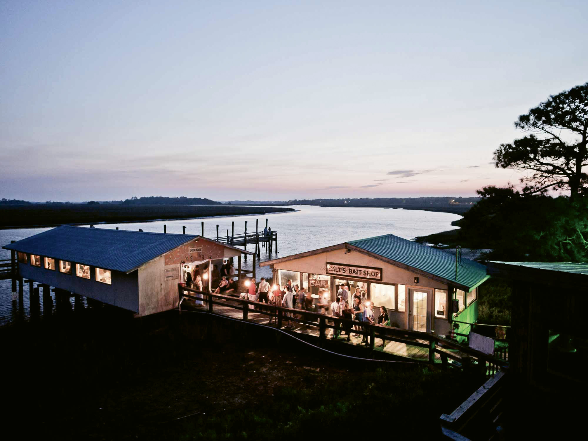 Rebuilt and better than ever, Bowens Island Restaurant continues to serve up great beer, seafood, and Intracoastal views; photograph by Peter Frank Edwards