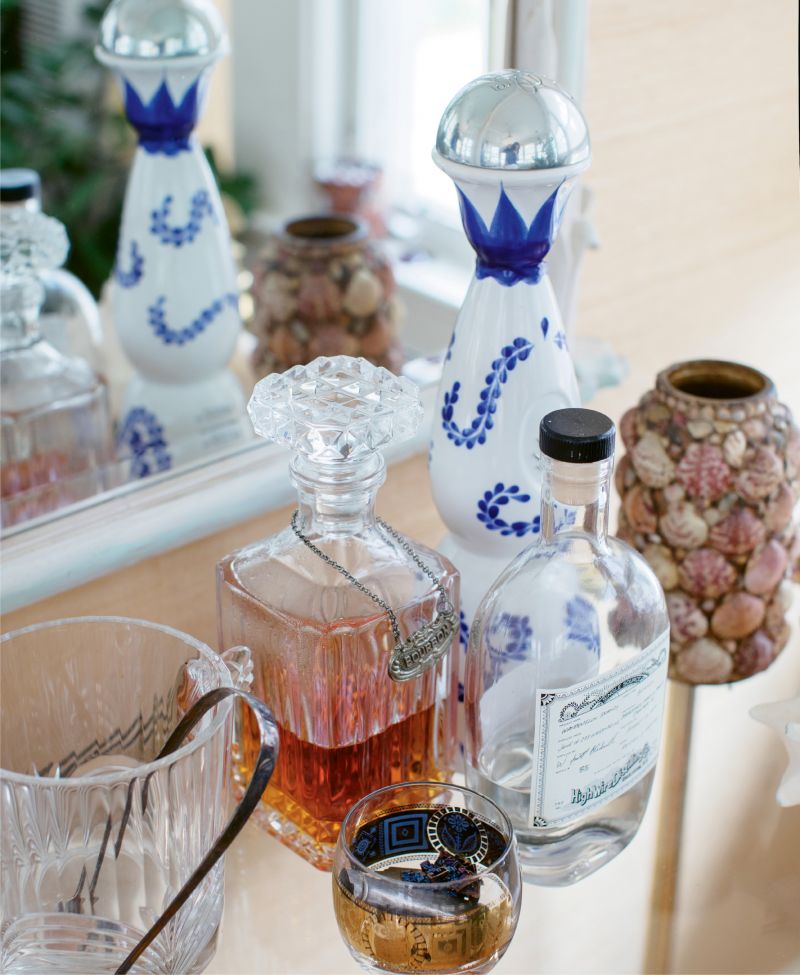 The vintage brass bar cart at 17 South in Avondale.