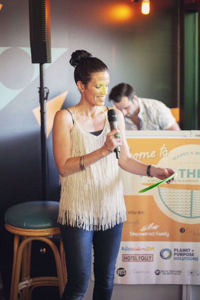 Waves 4 Women co-founder Erin Jones thanked guests for their support in raising $25,000.