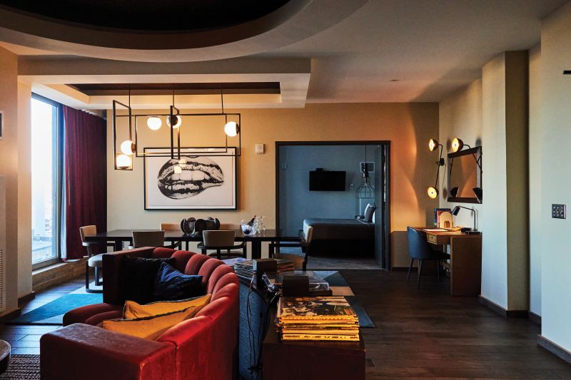 A large guest suite at Bobby Hotel.