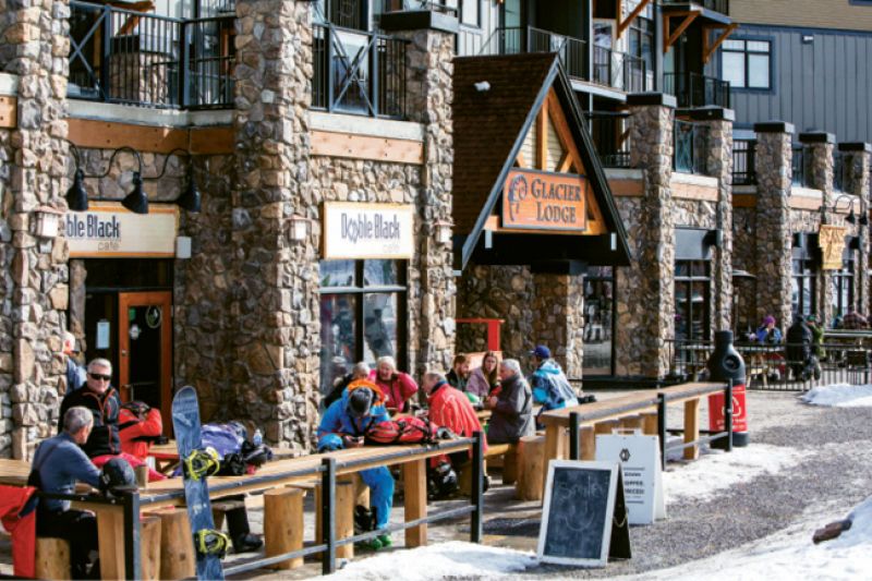 The base village is small but lively after the lifts close.