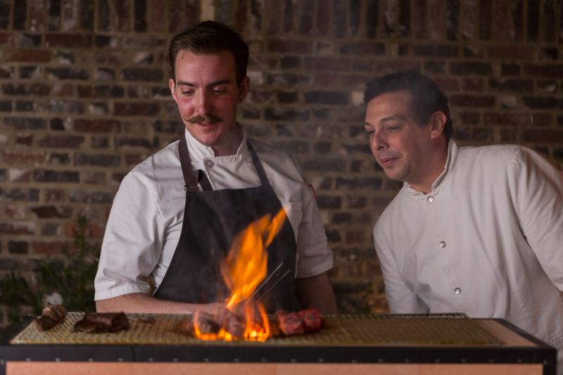 Chefs grilling up the Wagyu beef