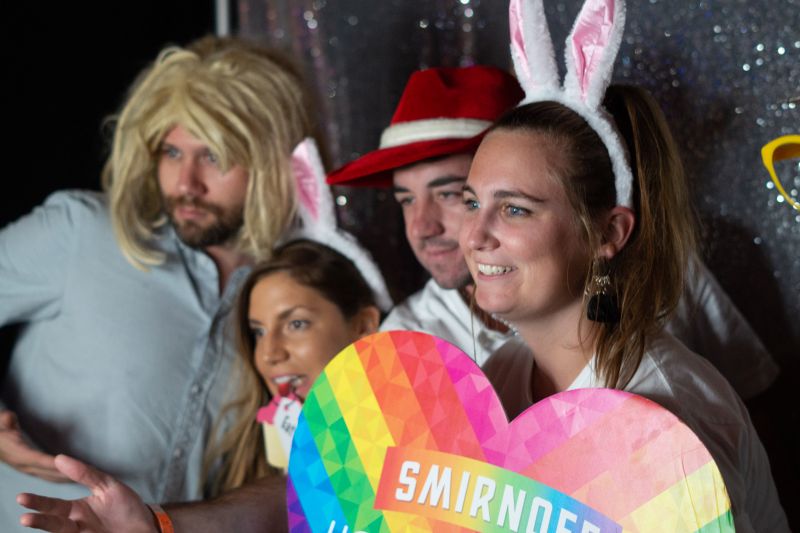 John Lee Clair, Emily Trogdan, Spencer Willis, and Hanna Reed enjoyed the photo booth.