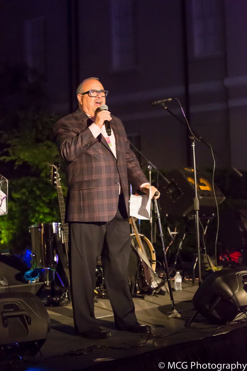 Mickey Bakst addresses partygoers