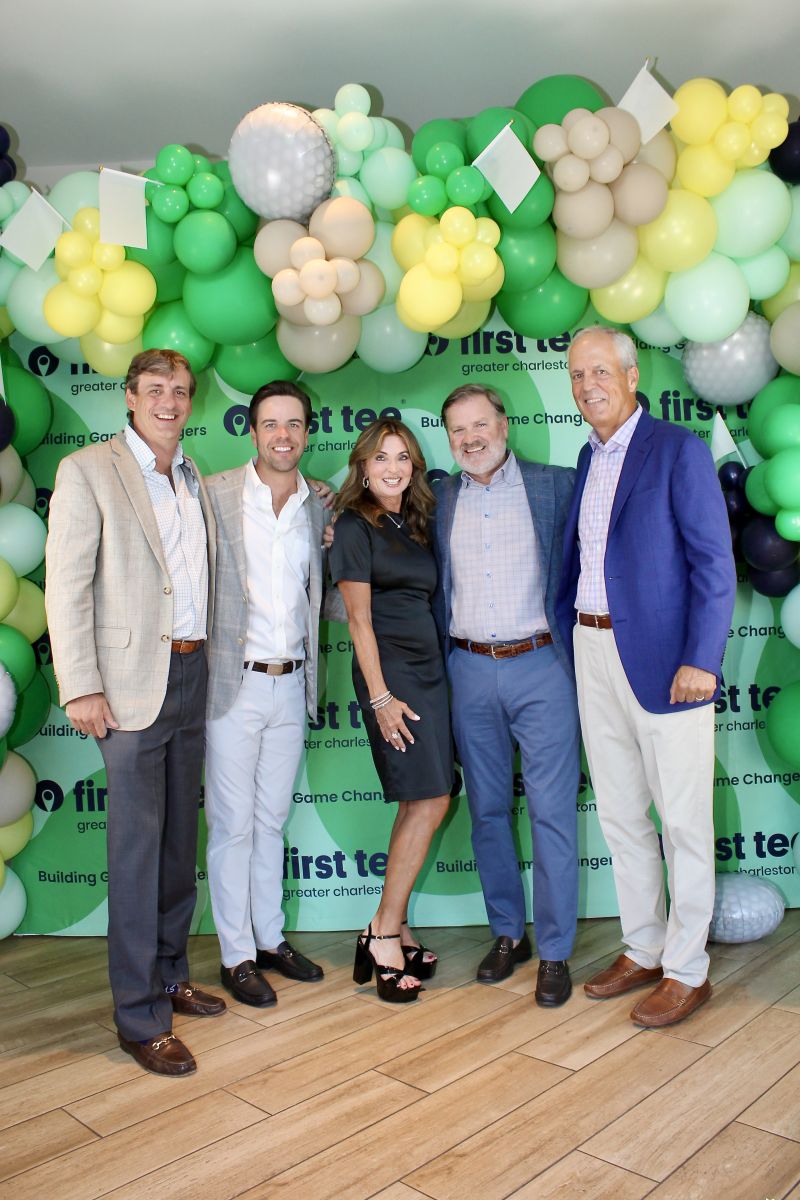 Will Salters, Thomas Wagoner, Cynthia Hubbard-Schools, Rich Hale, and Bill Read posed for a photo during the First Tee Golf &amp; Gala.