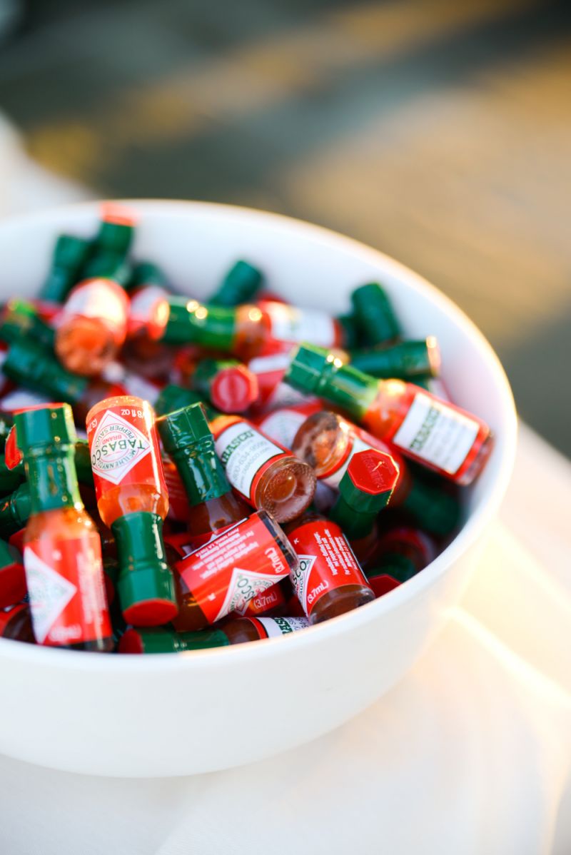 Mini Tabasco Bottles were provided for those who enjoy an extra kick
