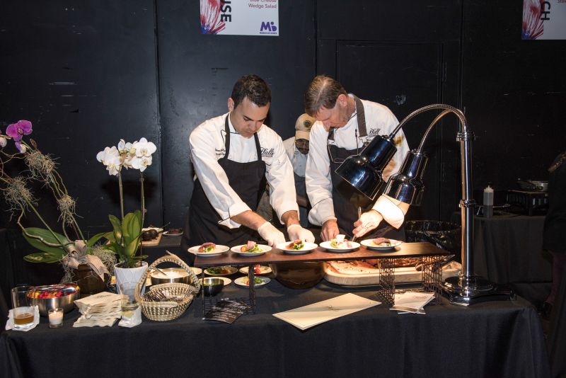 The team of Halls Chophouse worked tirelessly carving the prime rib to serve with the Clemson Blue Cheese wedge salad.