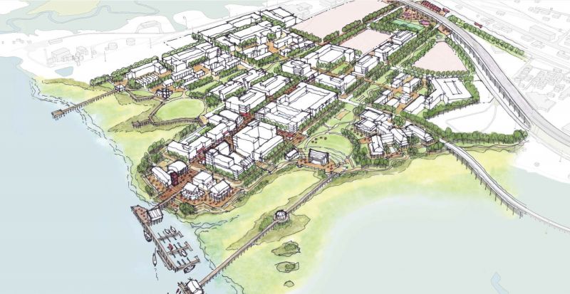 With the contamination remediation of this large Ashley River tract complete, Houston-based Highland Resources plans to begin development of its city center and waterfront park, with other phases following through approximately 2040.