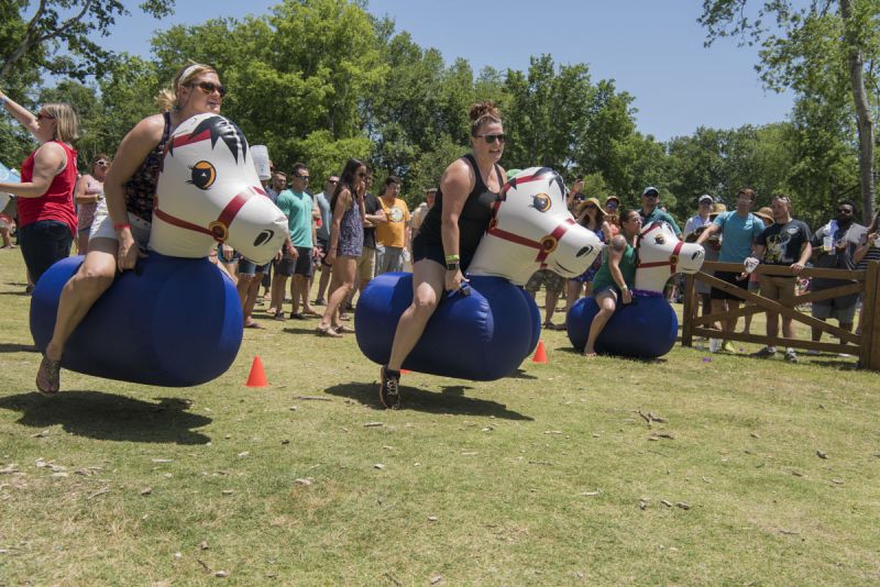 Things got competitive during the pony hop race.
