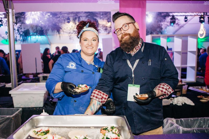 Southside Smokehouse executive chef and manager Sarah McClure with Robert Hall