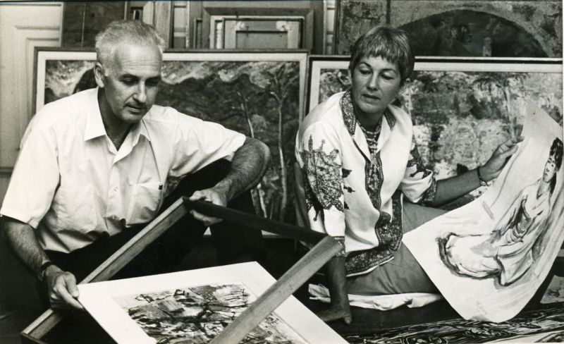 The artists in their Fulton Street studio, circa 1971; when they first met at the University of South Carolina, Halsey felt that McCallum was the only person with whom he could seriously discuss art.