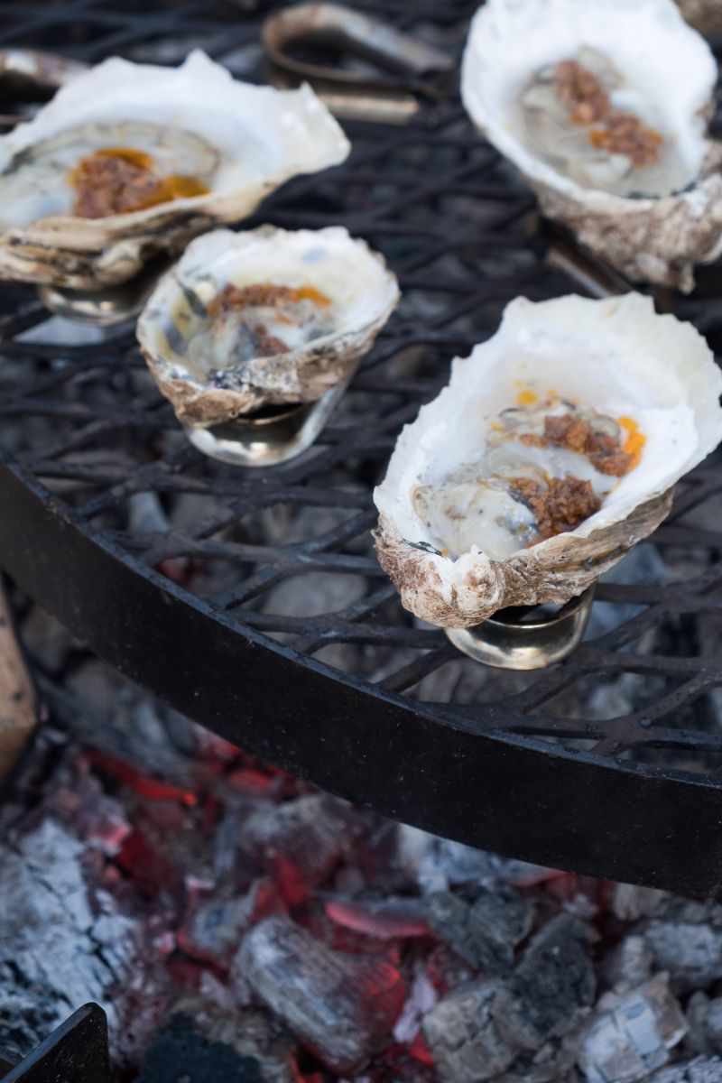Lady Island Oysters&#039; hatchery in Beaufort provided oysters for the event, seen here with a topping of butter infused chorizo.
