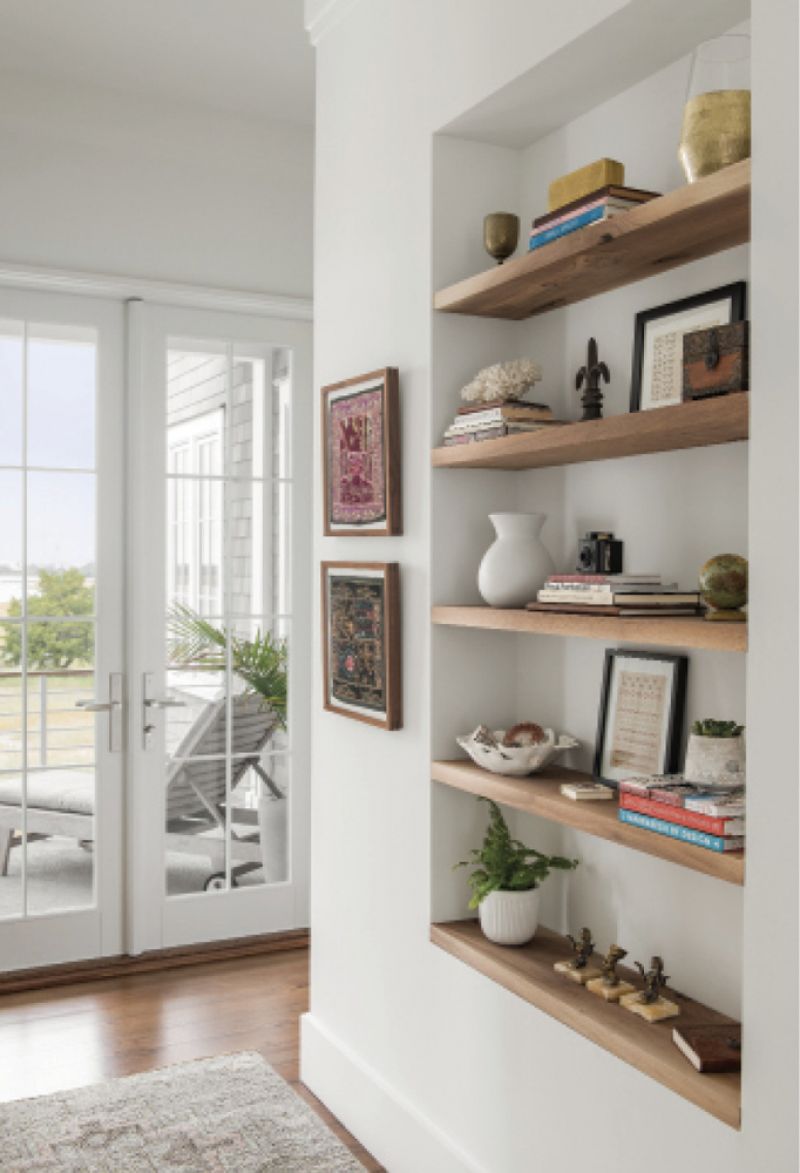 A dressing room sits between the bedroom and bathroom, providing the perfect spot for the couple’s mementos.
