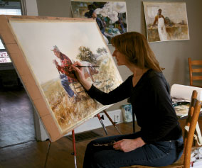 Whyte rented a former mill worker’s cottage in Simpsonville, South Carolina, to complete the studies and sketches from her trave